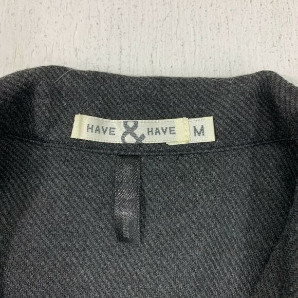 Have & Have Blazer Womens Size M Dark Gray Notch Collar One Button Cinch Sleeves - Picture 9 of 12